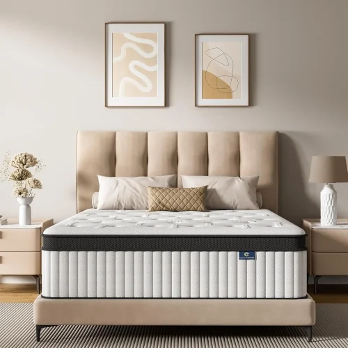 King Mattress, 12 Inch Hybrid Mattress in a Box, Memory Foam and Pocket Springs, Fiberglass Free, Soft and, Customized